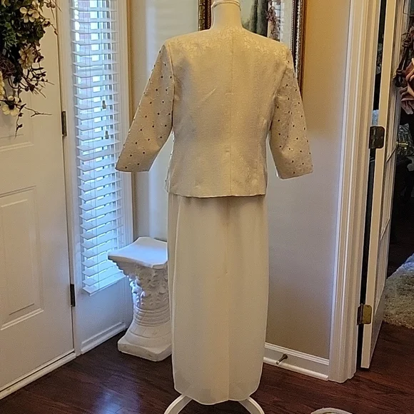 Coldwater Creek cream beaded sleeveless dress textured beaded jacket size 14…EUC - Picture 6 of 10